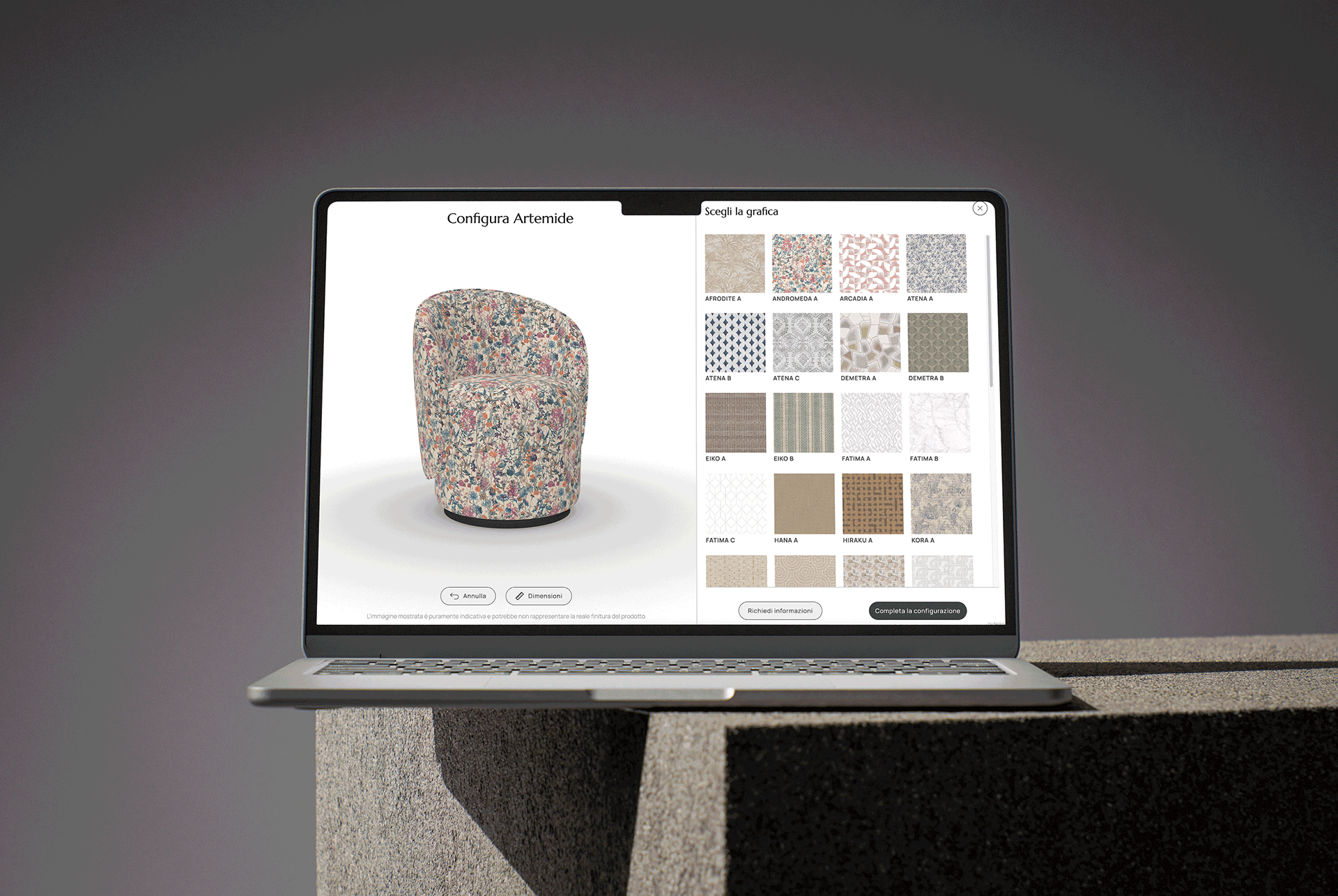 Configuratore in webgl per poltrone