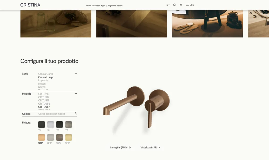 Configuratore Rubinetti Cristina Rubinetterie