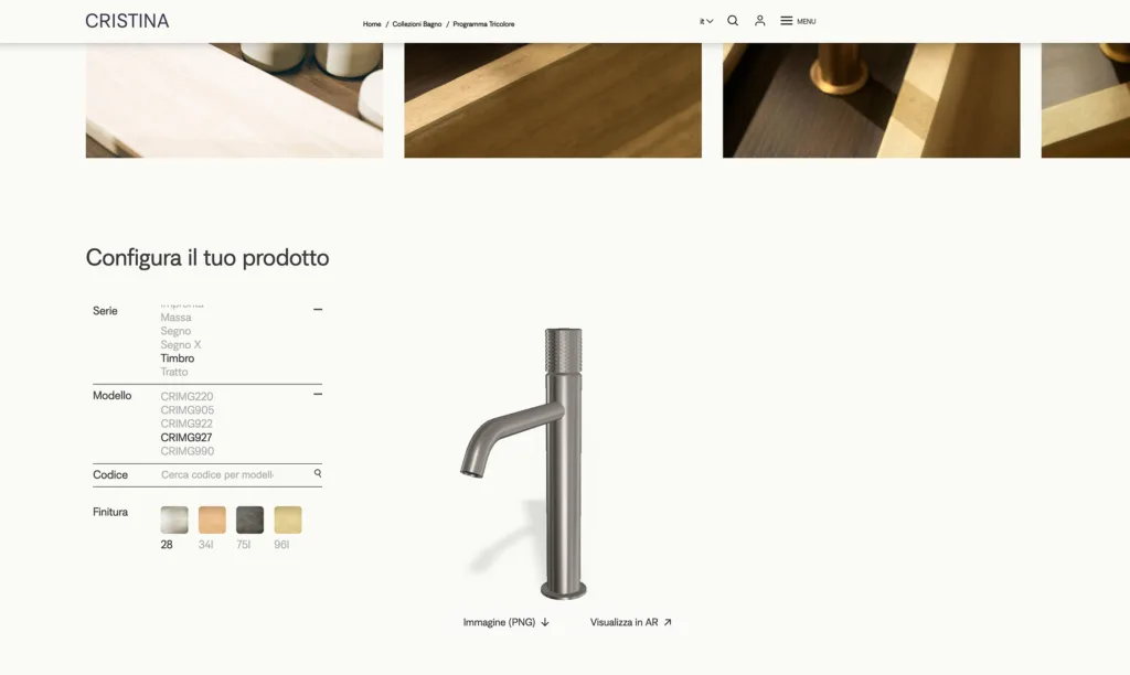 Configuratore Rubinetti Cristina Rubinetterie