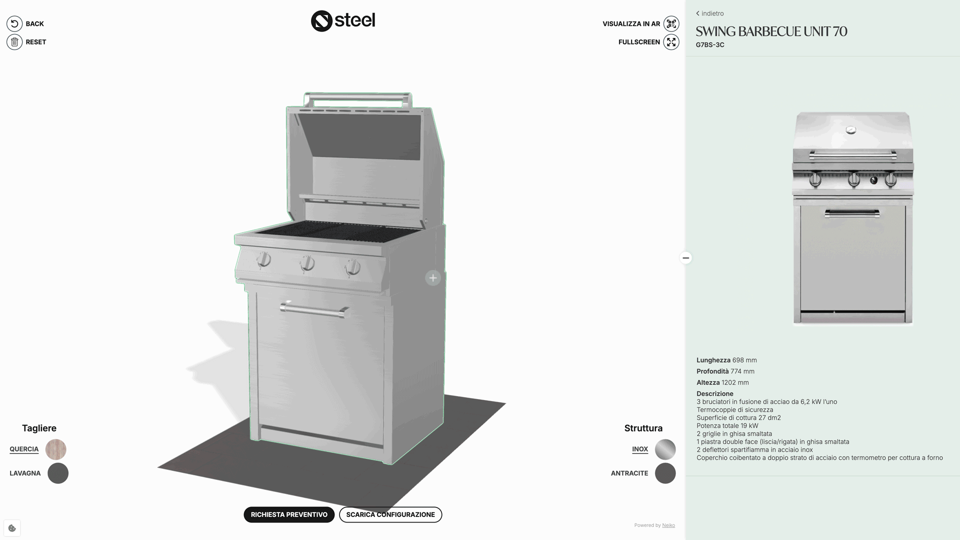 Configuratore web 3D cucine Outdoor