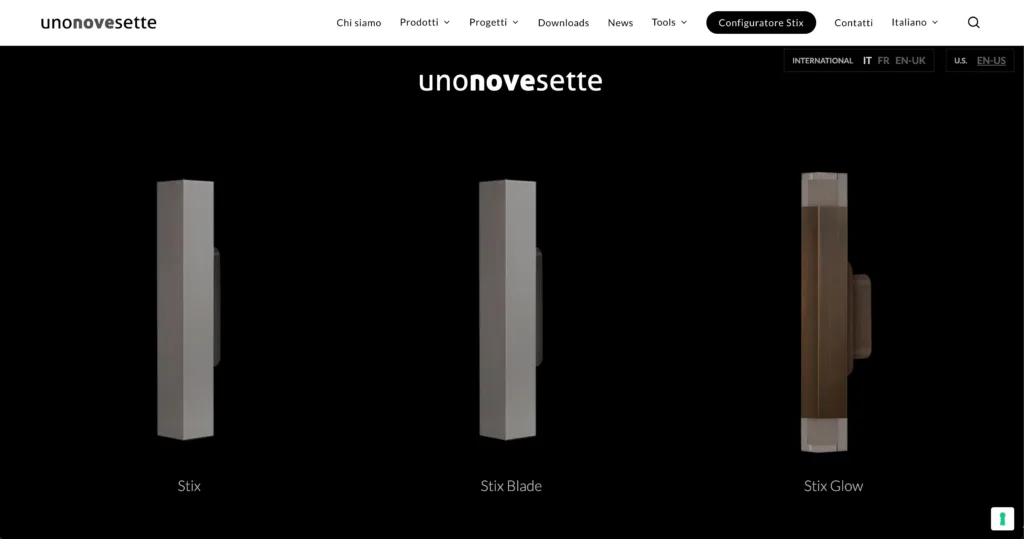 Configuratore in webgl per luci a parete Unonovesette
